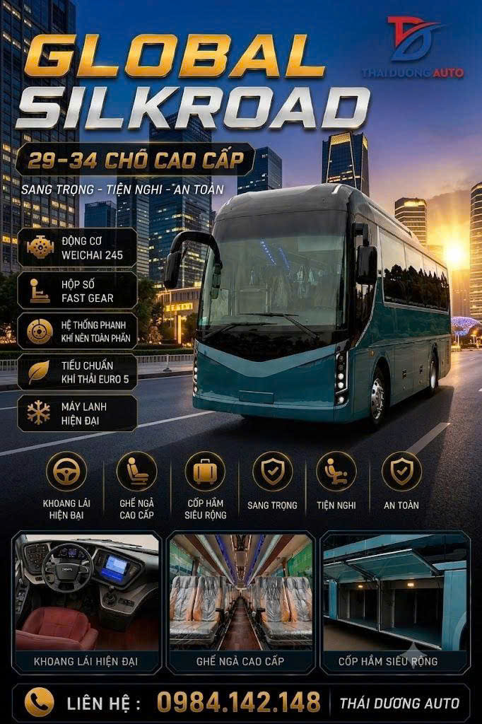 TRACOMECO RA MẮT SẢN PHẨM MỚI 28- 29-34 GHẾ GLOBAL SILKROAD - KIỂU DÁNG NEW KIA MINI 🚌🆕
